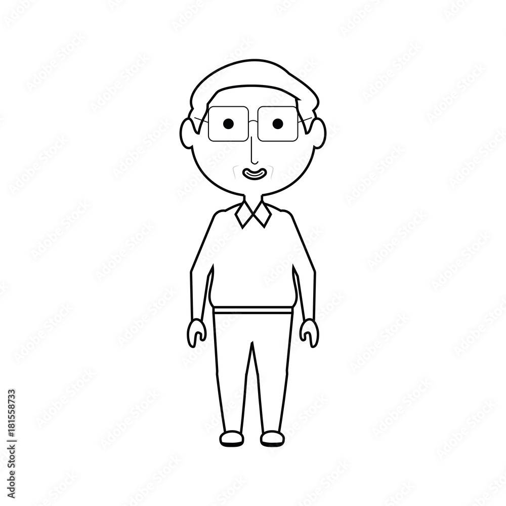 cartoon elderly man with glasses icon over white background vector illustration