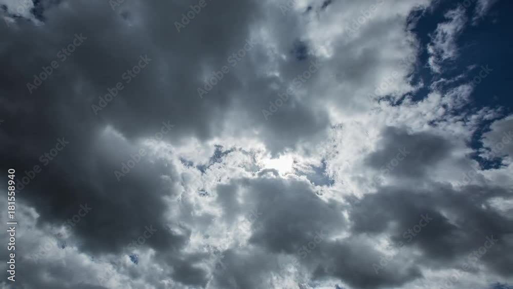 Clouds time-lapse with blue clear sky sunny day
