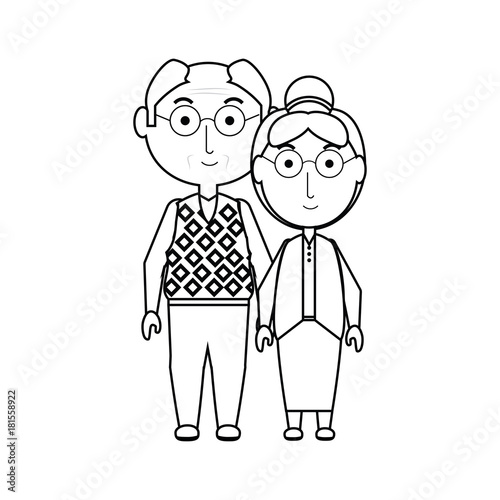 cartoon eldery couple icon over white background vector illustration
