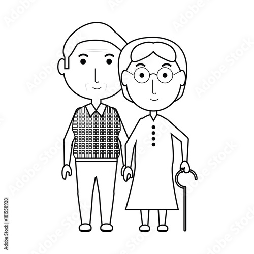 cartoon eldery couple icon over white background vector illustration