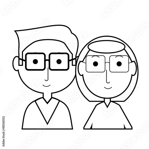 cartoon eldery couple icon over white background vector illustration