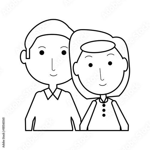 cartoon eldery couple icon over white background vector illustration