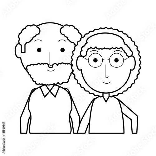 cartoon eldery couple icon over white background vector illustration