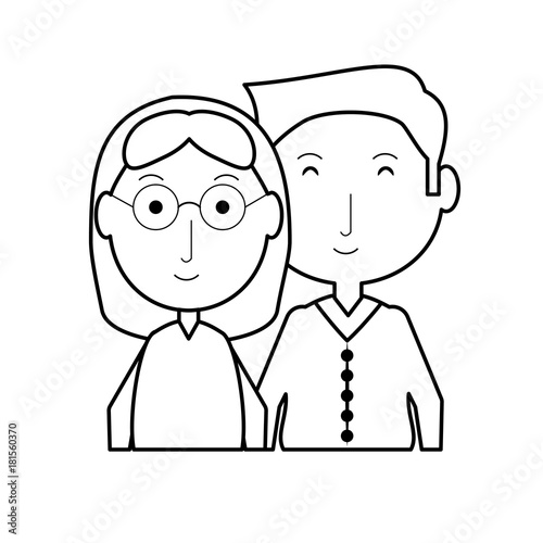 cartoon eldery couple icon over white background vector illustration