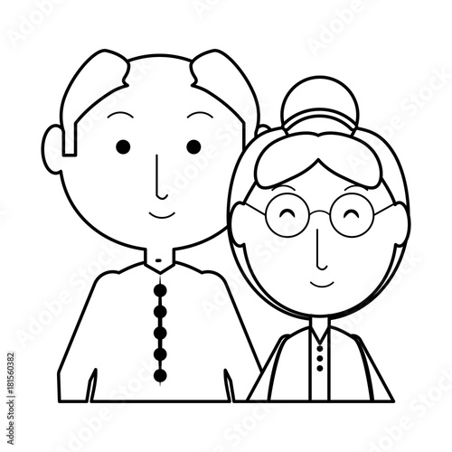 cartoon eldery couple icon over white background vector illustration