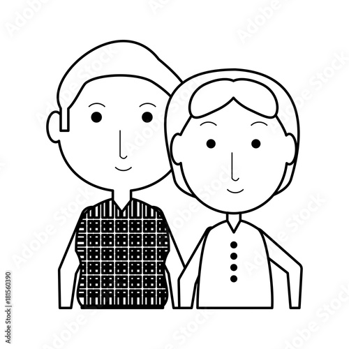 cartoon eldery couple icon over white background vector illustration