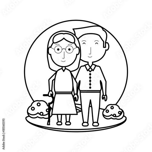 cartoon eldery couple icon over white background vector illustration