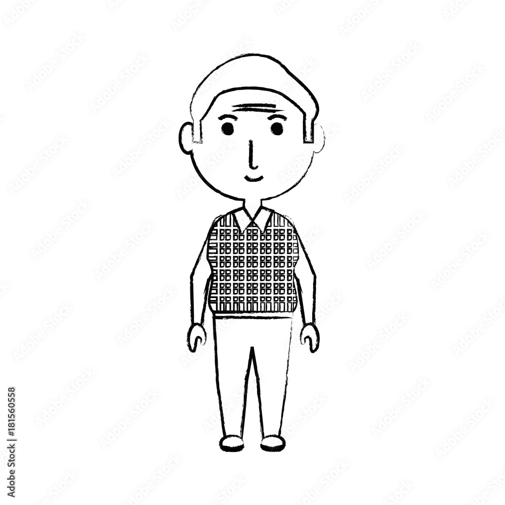 cartoon elderly man icon over white background vector illustration