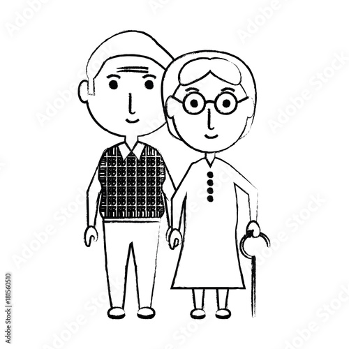 cartoon eldery couple icon over white background vector illustration