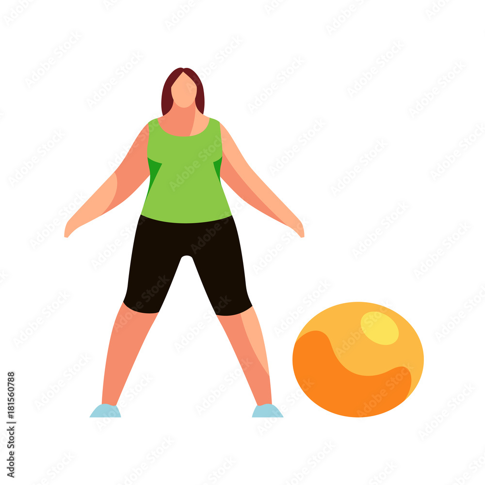 Woman doing fitness exercise isolated on white background.