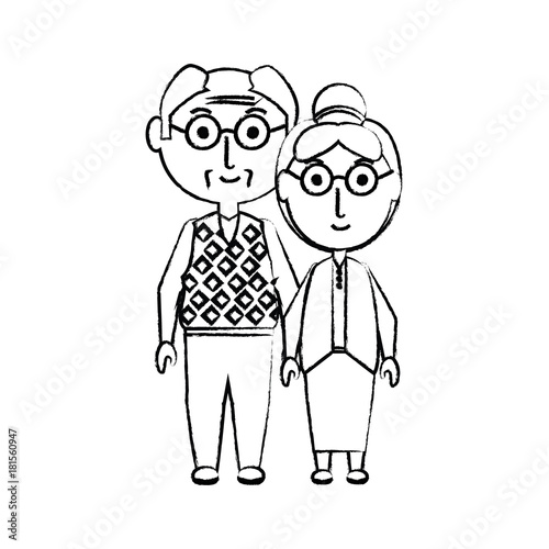 cartoon eldery couple icon over white background vector illustration