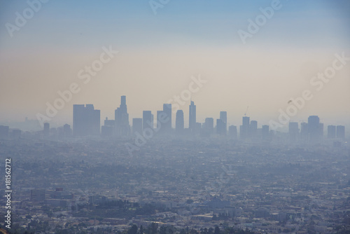 Haze look of Los Angeles downtown skyline