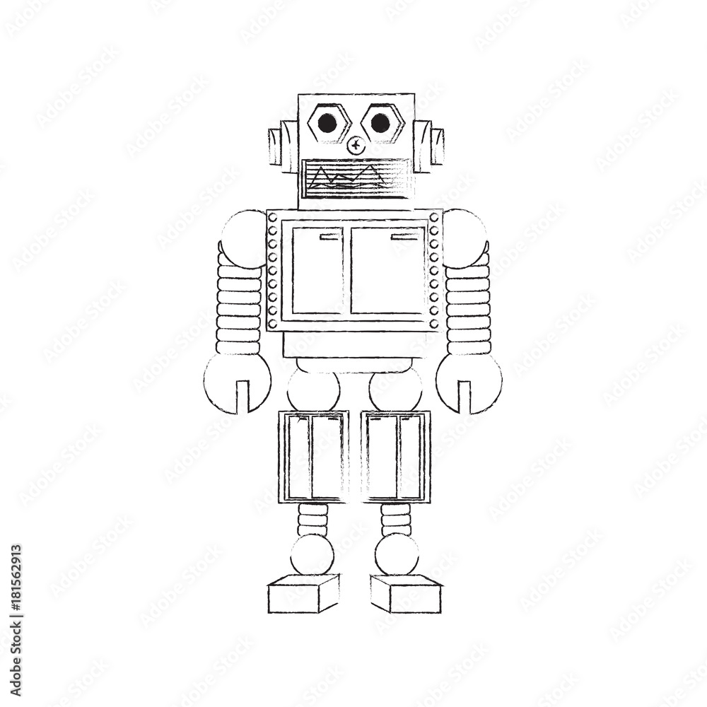 cartoon robot icon over white background black and white design vector illustration cartoon robot icon over white background black and white design vector illustration