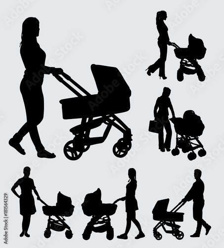 baby sitter male and female action silhouette. good use for symbol, logo, web icon, mascot, sign, sticker, or any design you want.