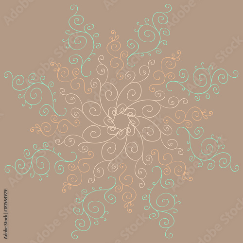 A circular pattern of hand drawn swirls 