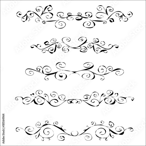 Set of horizontal hand-drawn patterned banners 