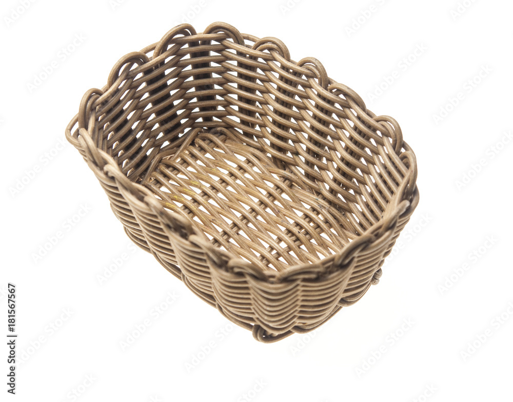 Fototapeta premium Empty wicker basket isolated on white