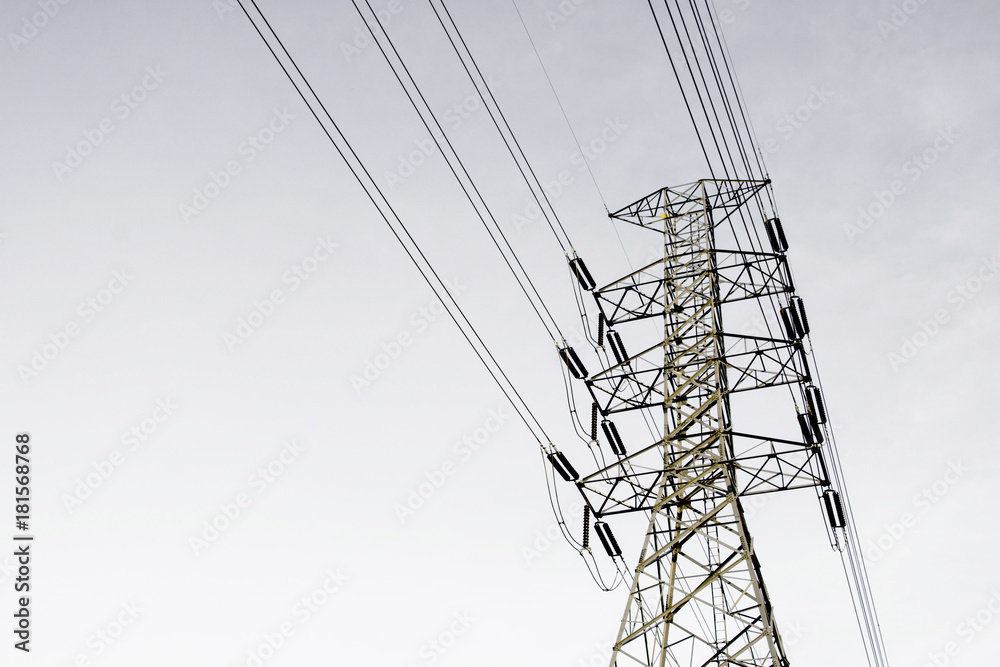Power tower in white background Power tower in white background