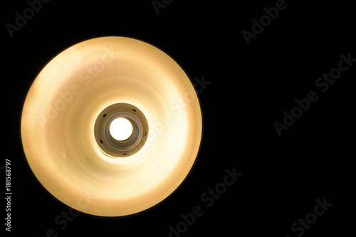 close-up Orange lamp isolated on a black background with copy space texture. Abstract