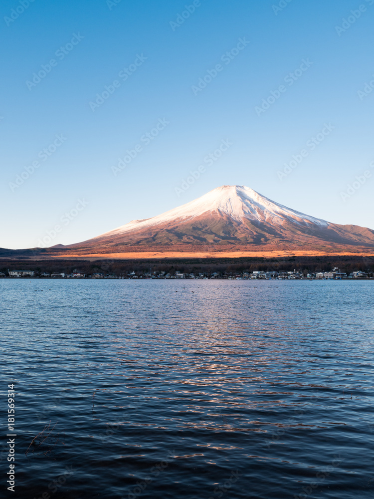Mt. Fuji over Lake Yamanaka in the Morning