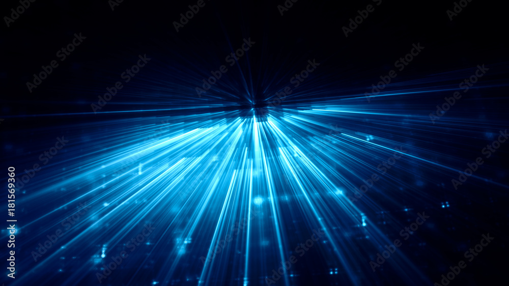 Abstract blue and black background. Fractal graphics series. Three-dimensional composition of bokeh blurs and light beams. Abstract blue and black background. Fractal graphics series. Three-dimensional composition of bokeh blurs and light beams.