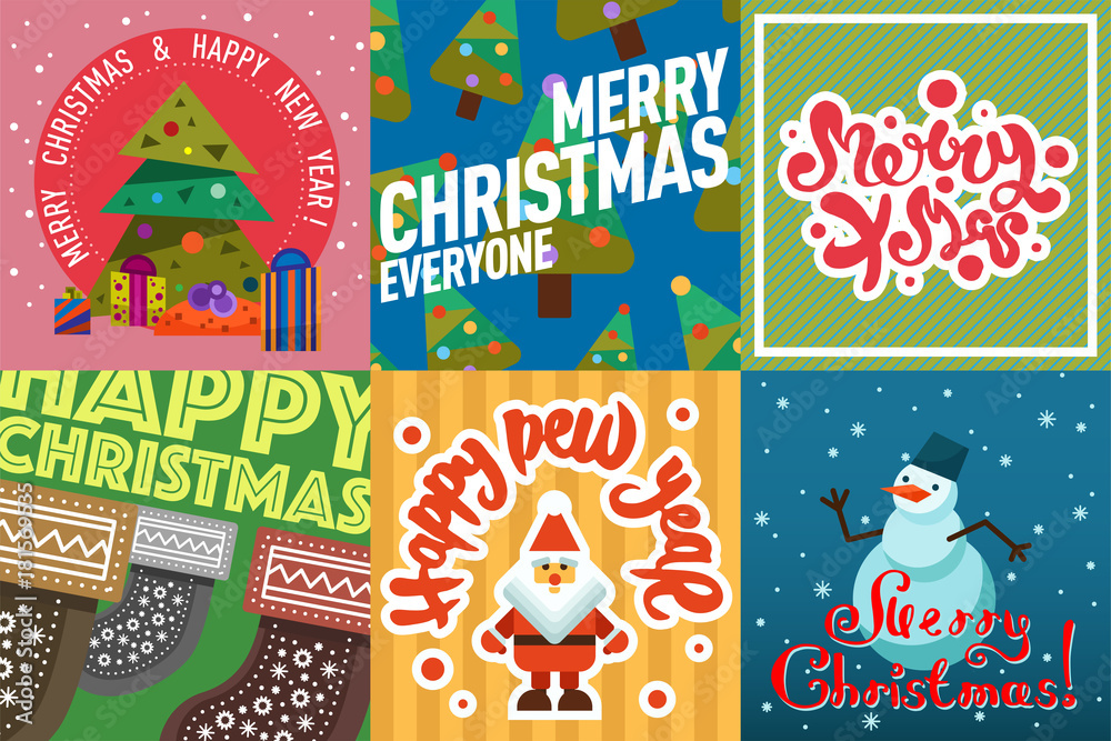 Merry Christmas greeting card vector background holidays winter New Year celebration decoration.