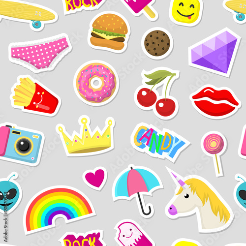 Kids Stickersbadges Collection With Different Cute Elements Stock  Illustration - Download Image Now - iStock
