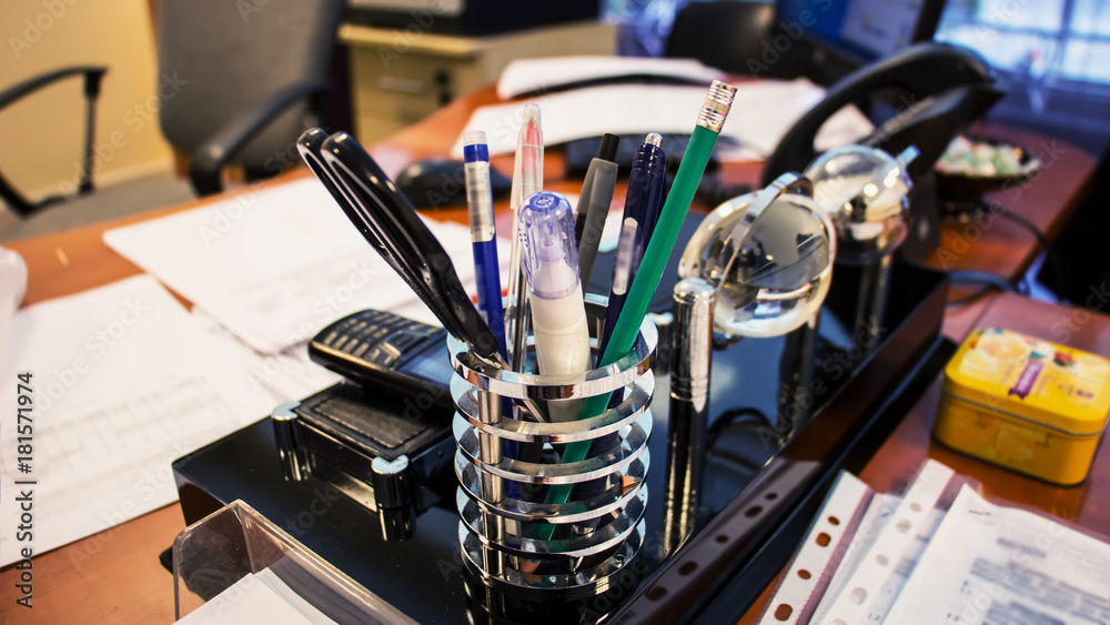stationery on office desk stationery on office desk