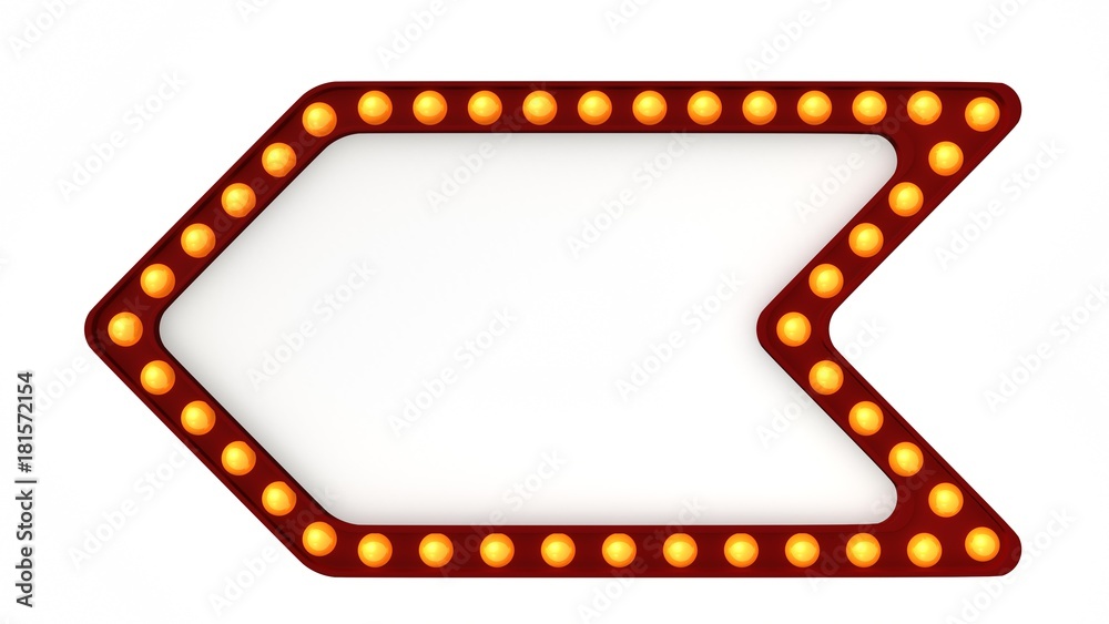 Red Marquee light board sign retro on white background. 3d rendering