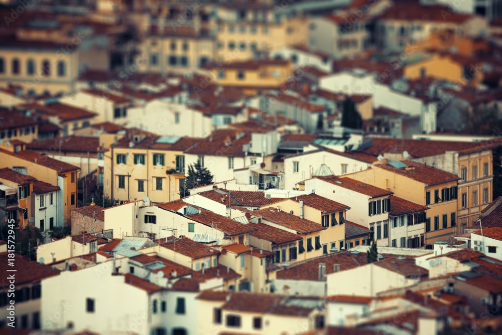 Florence old building roof tilt-shift