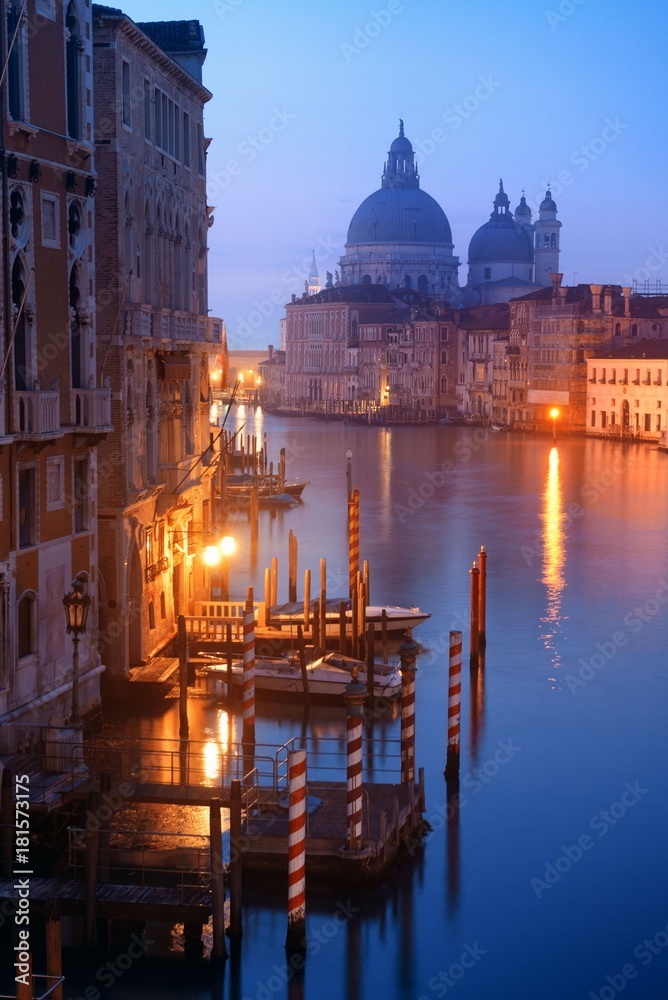 Venice Grand Canal sunrise and boat