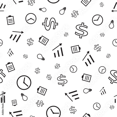 Business icons seamless vector. Business seamless background