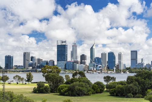 The Perth City skyline photographed from Sir James Mitchell Park in South Perth. Photographed: November 18, 2017.
