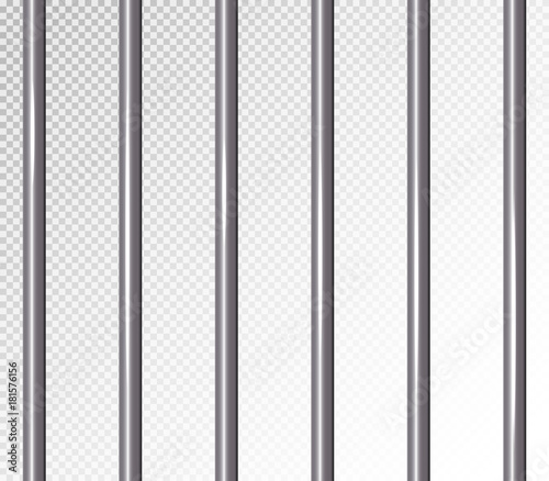 Prison Bars Isolated Vector Illustration. Transparent Background. 3D Metal Jailhouse, Prison House Grid Illustration