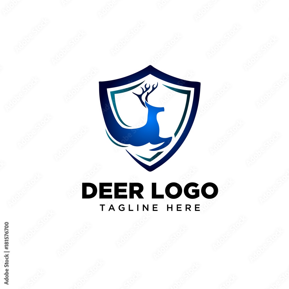 Shield Jump deer line art logo