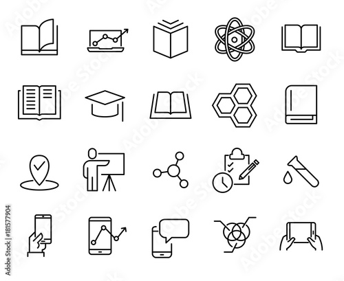 Premium set of learning line icons. 