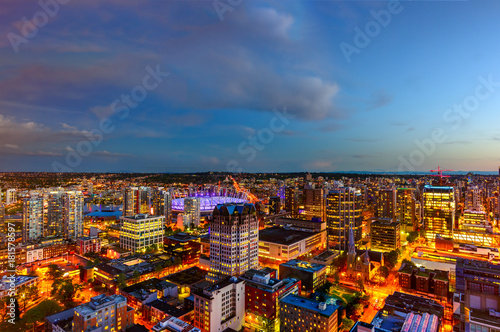 Shoot from above the beautiful twilight in megapolis