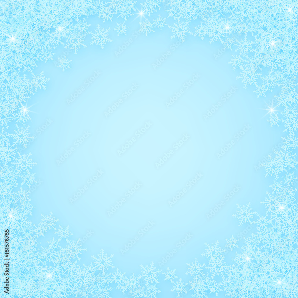 Snowing winter holiday background. Vector Christmas or New Year background with snowflakes.