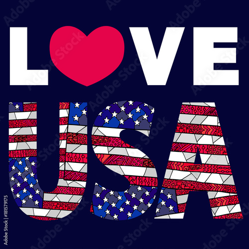 UNITED STATES FLAG ZENTANGLE LOVE USA 2
