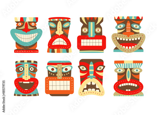 Set of tiki tribal mask
