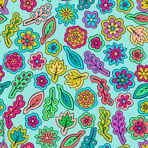 Floral doodles pattern ethnic ornament fall