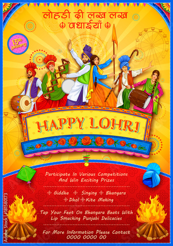 Happy Lohri holiday background for Punjabi festival © vectomart