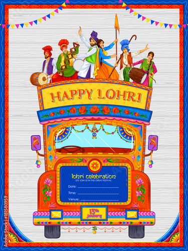 Happy Lohri holiday background for Punjabi festival