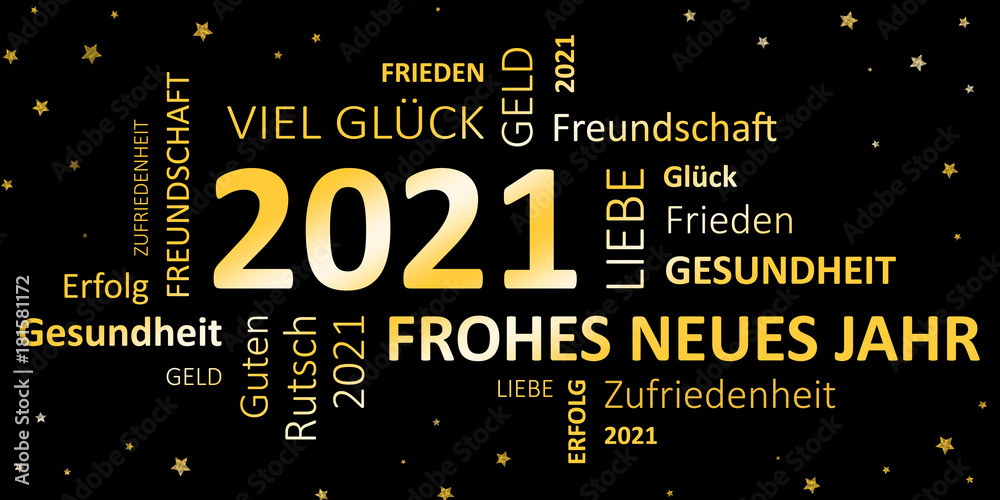 Glückwunschkarte Silvester 2021 - Guten Rutsch und ein frohes neues Jahr –  Stock-Illustration | Adobe Stock