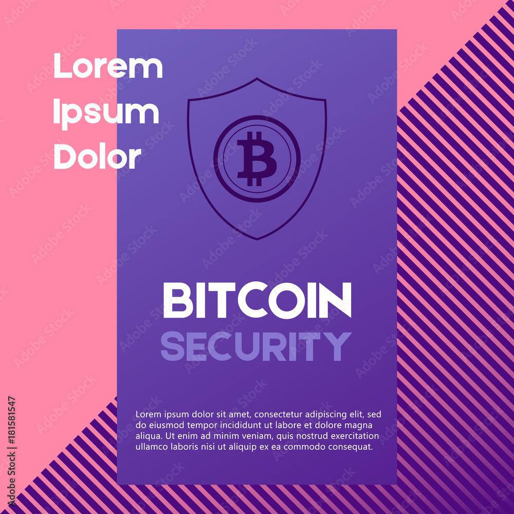 Fototapeta premium Bitcoin security icon on leaflet template design