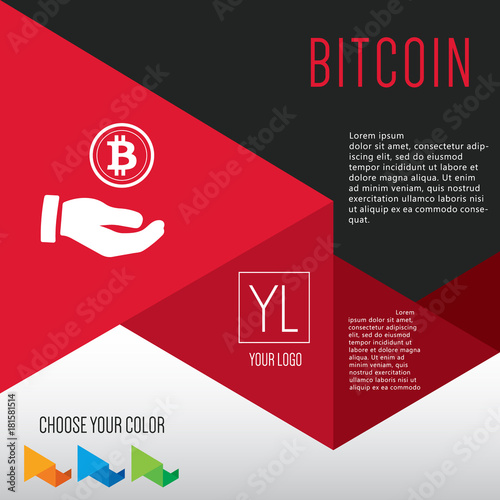 Bitcoin business icon on red template design