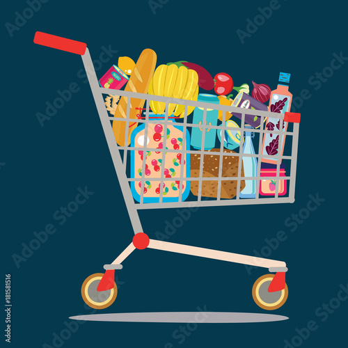 Supermarket shopping cart isolaited.