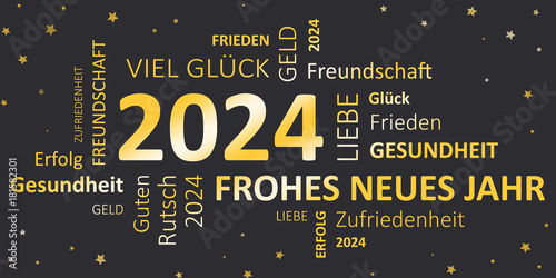 Photography Panorama Karte Frohes Neues Jahr 2024