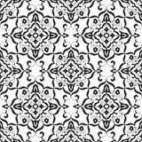 Baroque floral pattern vector seamless. Monochrome flower mandala background texture. Damask ornament design for wallpaper, textile, fabric, backdrop, carpet, bed linen, tablecloth, wrapping paper.