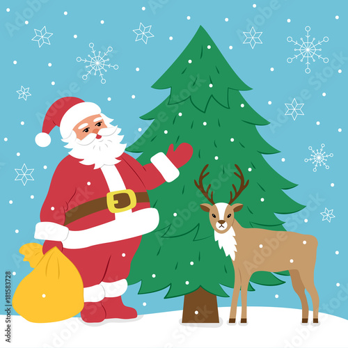 Santa Claus and deer. © Antonina